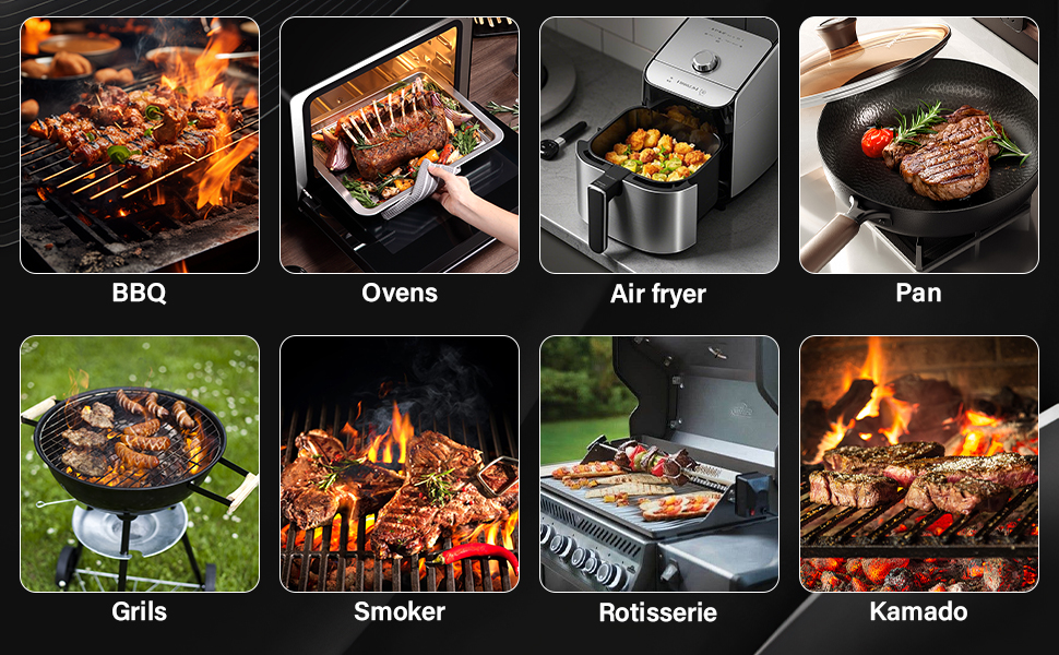 Бездротовий термометр для м'яса з Bluetooth, для гриля, духовки, мангалу, ротисерії, Airfryer, IP67 водонепроникний