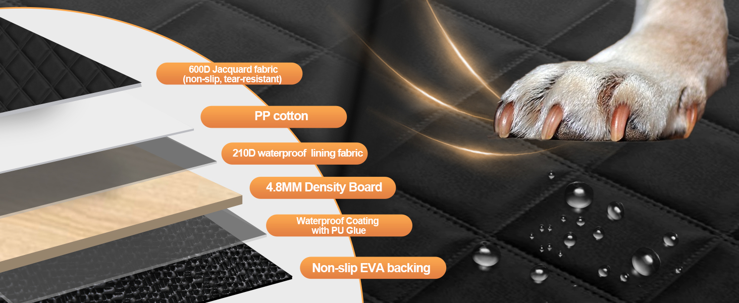 Захисний чохол на заднє сидіння авто для собак, чорний, 155x72 см (для позашляховиків/вантажів)