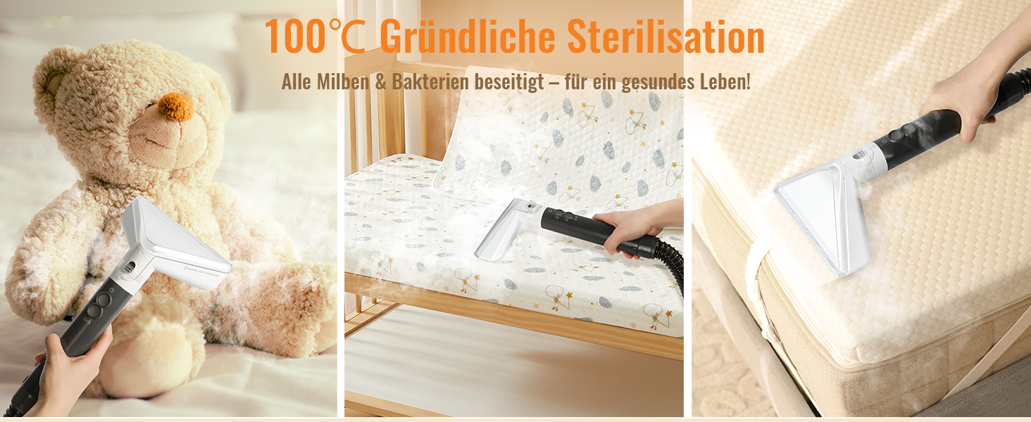Пилосос для м'яких меблів з пароочищувачем, 17000PA, чорний. Апарат для чищення м'яких меблів з функцією гарячої води та високої температури, вбудованим резервуаром для води, 3 насадки, функція точкового очищення