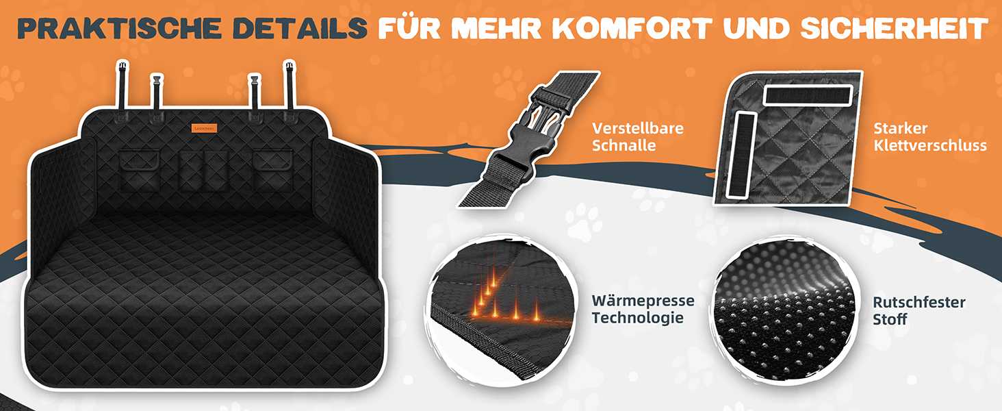 Захист для багажника автомобіля від собак: борти та захист від порогу - універсальний килимок для багажника, водонепроникний та стійкий до подряпин. Підходить для авто, універсалів, SUV (чорний, преміум)