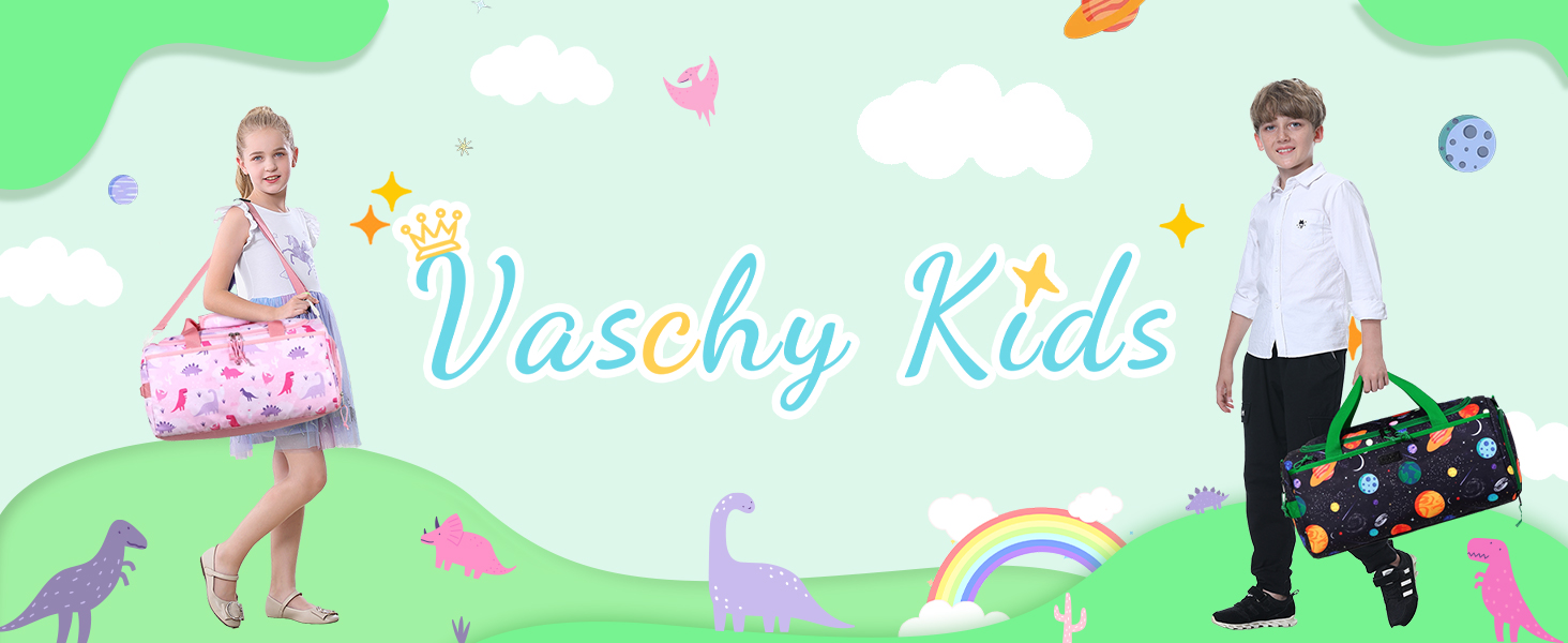 Дитяча спортивна сумка VASCHY для хлопчиків, водонепроникна, з відділенням для взуття, сухим і вологим відсіком, зелена з динозавром, для спорту, танців, подорожей, ручна поклажа