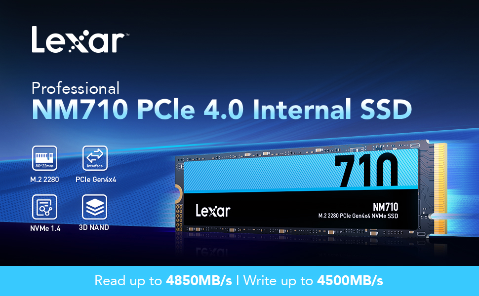 Lexar NM710 2TB SSD M.2 PCIe Gen3 x4 NVMe - Внутрішній SSD для ПК та геймерів