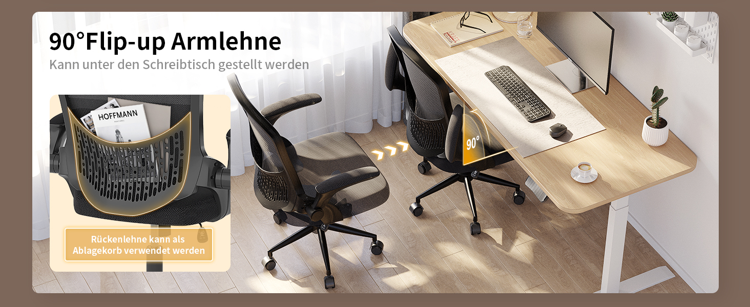 Офісний стіл Naspiro Ergonomic з регульованими підлокітниками, підтримкою попереку та дихаючою сіткою, чорний (без підголівника)