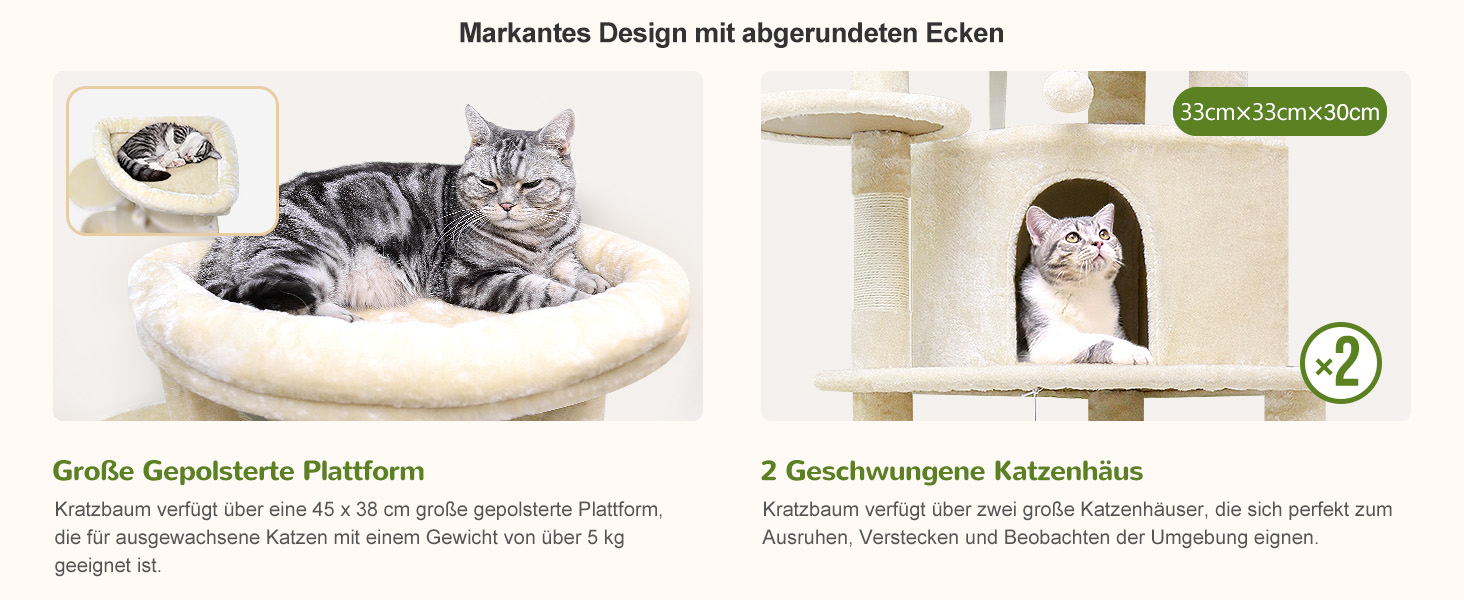 Дім-когтеточка Globlazer для котів, великий кутовий, 167 см, бежевий, для 3-4 котів, з будиночком, гамаком, платформою та кошиком