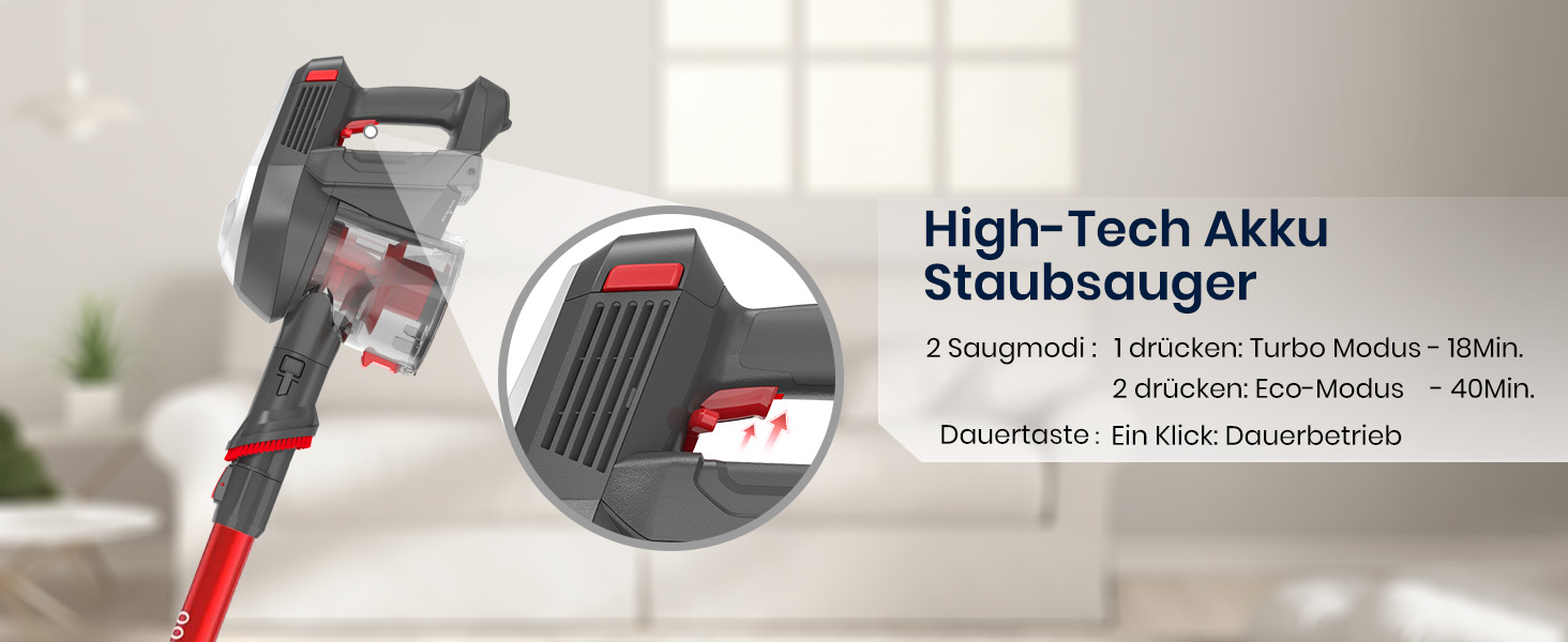 Бездротовий пилосос Hoover H-Free 100 5-в-1 з турбо-режимом та LED-щіткою | 40 хв роботи, XL контейнер 0,9 л, спеціаліст з видалення шерсті тварин для килима/авто/дивану/стіни, легкий бездротовий пилосос для дому та тварин