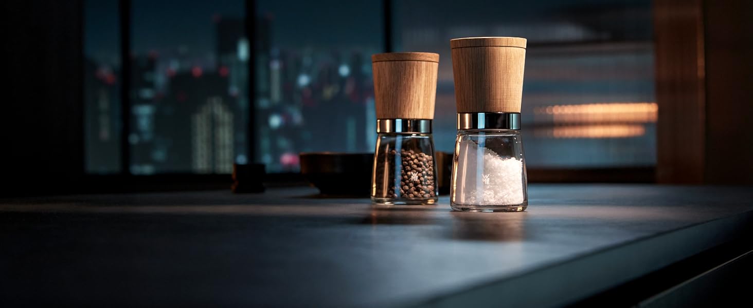 Набір для солі та перцю WMF Ceramill Nature (2 шт.), дерев'яна, без наповнювача, для солі, перцю, чилі, керамічний жорно, млин для спецій