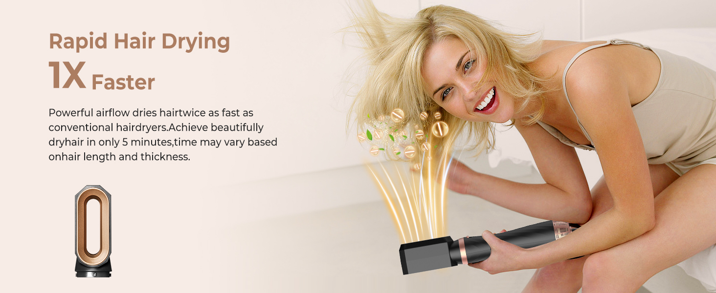 OKWRAP Hair Styler Set 5 в 1: фен-щітка, плойка, для створення об'єму та локонів, білий/чорний