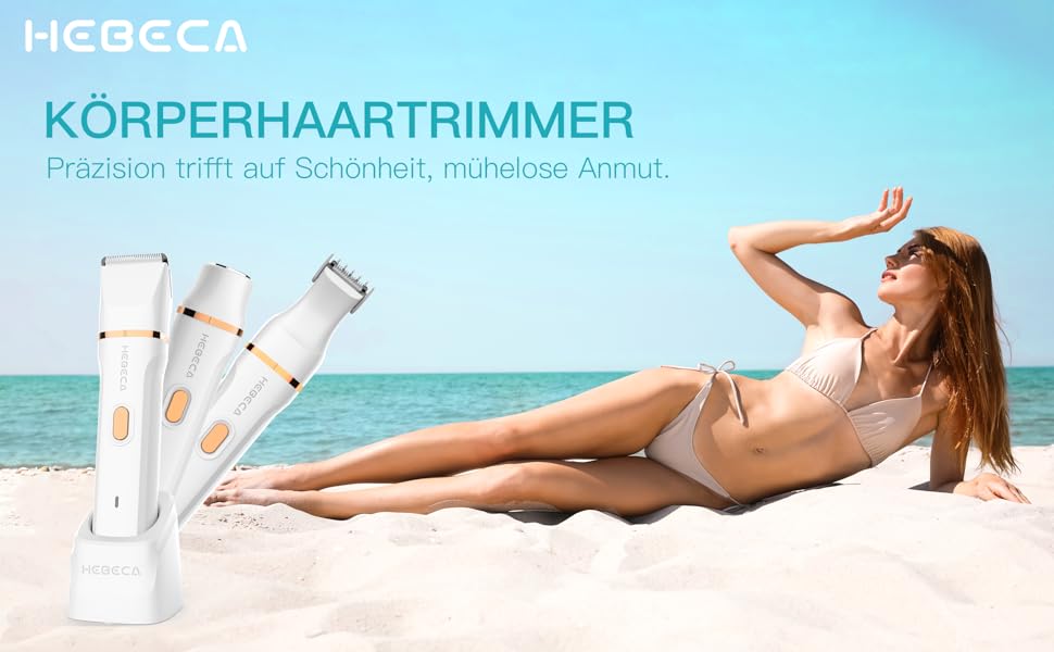 Електричний тример для бікіні 3-в-1 для жінок: тример для обличчя та інтимної зони, для чутливої шкіри. Вологостійкий, для мокрого та сухого використання, перезаряджається