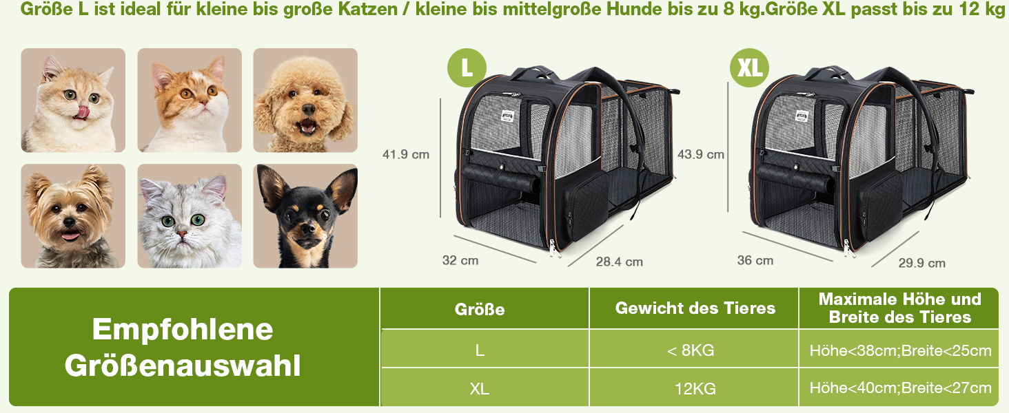 Рюкзак-переноска для котів Hunderucksack, 2-в-1, до 8 кг, розширюваний, чорний