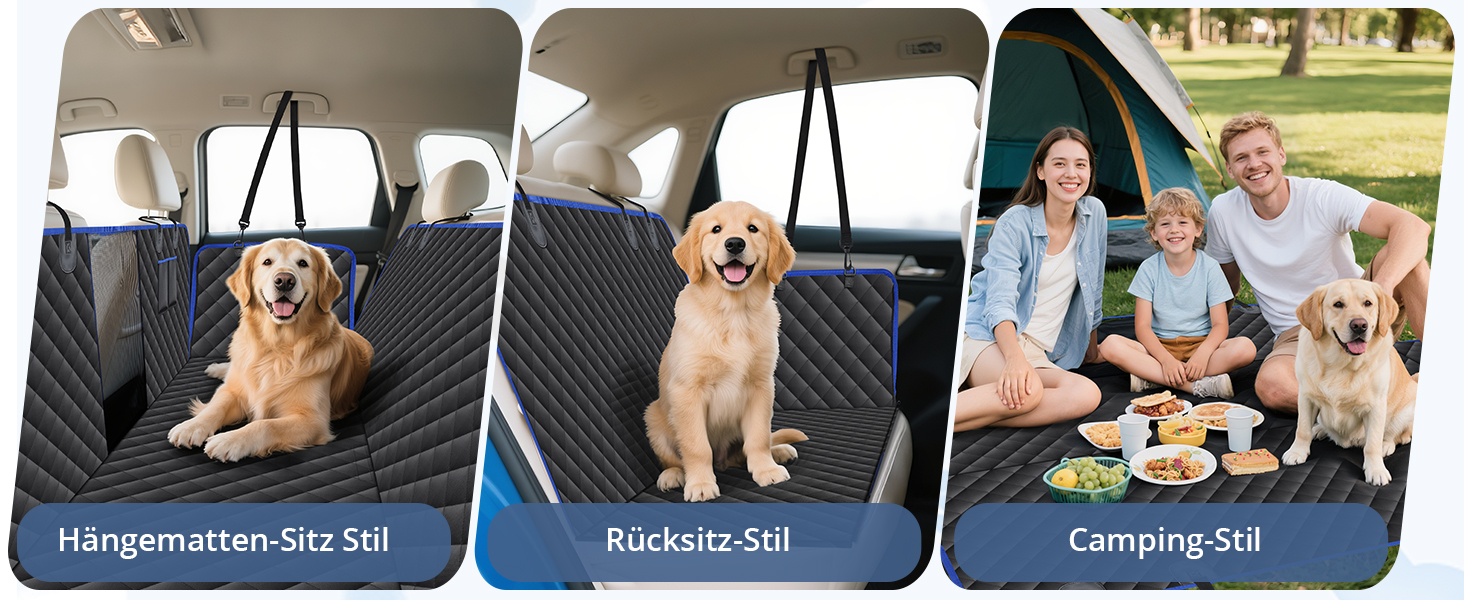 Водонепроникний килимок для собак у машину з боковинами та сіткою, захист для заднього сидіння, ремені безпеки та захист багажника, чорний/сірий