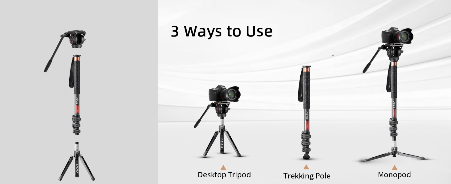 Штатив відео Cayer CF34DV з вуглецевого волокна 71 дюйм, з шарнірним голковим кріпленням та триногим основанням для DSLR-камер та відеокамер, з додатковою ковзною платформою