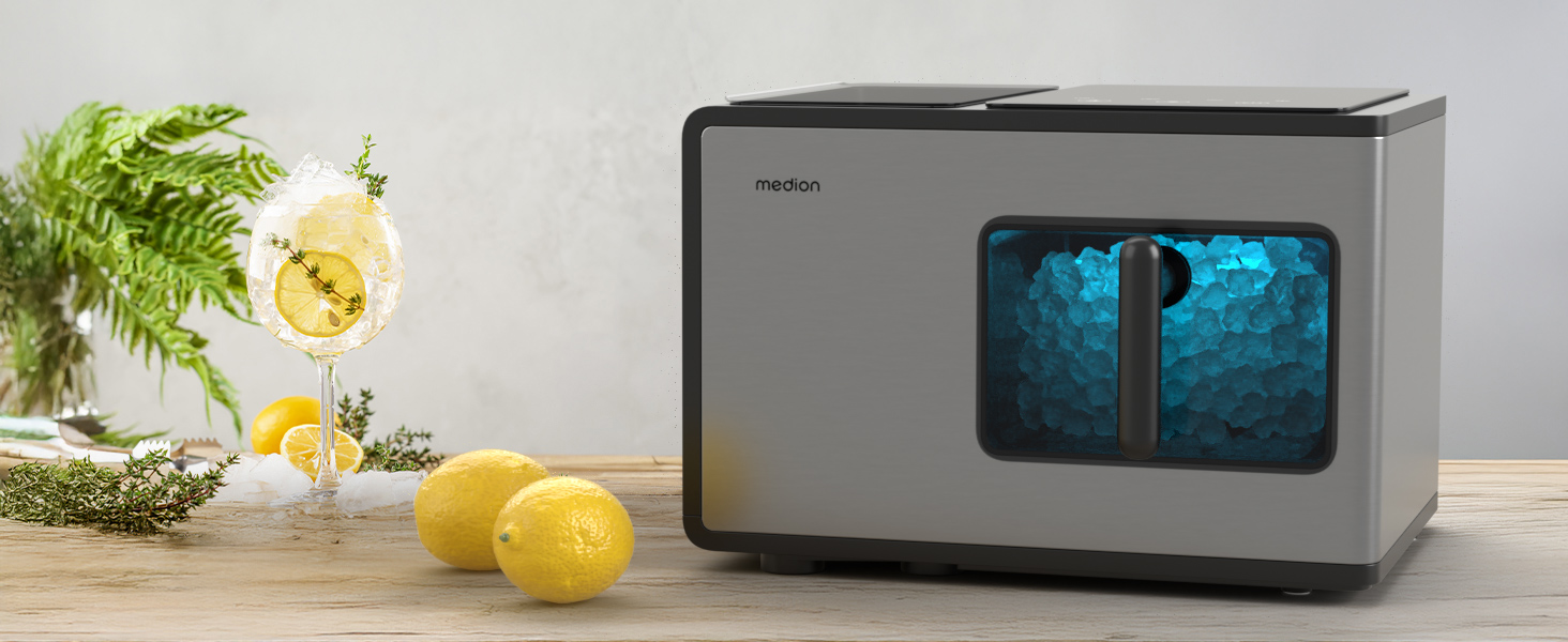 Машина для приготування льоду MEDION MD11960: Nugget та подрібнений лід, 15 кг, 2 л бак, самоочищення