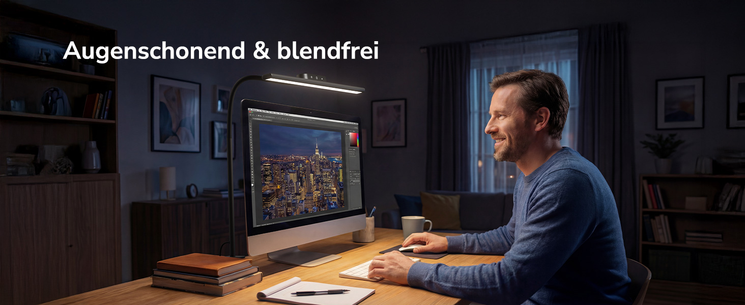 LED Настільна лампа Lepro 11W з кліпсою, диммер, 5 режимів яскравості та колірної температури, гнучкий регульований світильник для дому та офісу, чорна