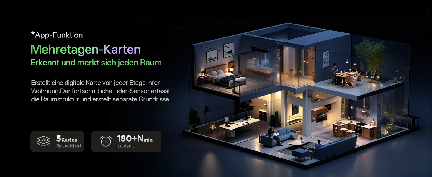 Робот-пилосос Vexilar W15 з функцією миття підлоги, бездротовий, 10000Pa, LiDAR, 180 хвилин, керування через додаток та голосовий помічник