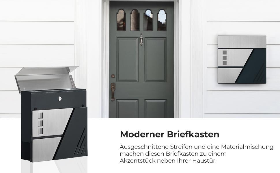 Поштовий ящик настінний SONGMICS з оглядовим вікном, замок, сріблясто-антрацитовий GMB053G01