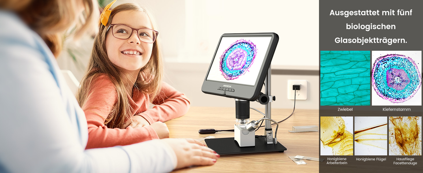 Мікроскоп цифровий Andonstar AD210 10.1 дюймів для дорослих, паяльний мікроскоп для ремонту електроніки, мікроскоп-камера для монет з повноекранним переглядом та підсвічуванням