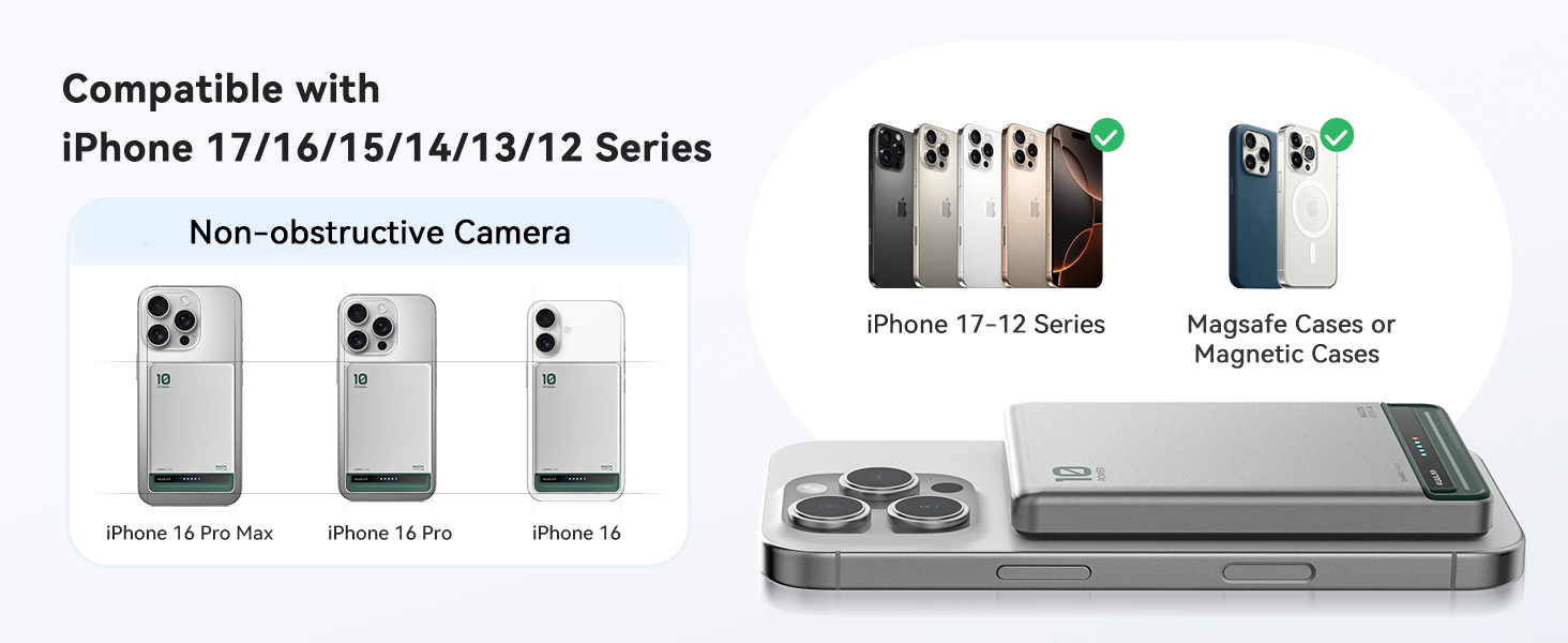 Powerbank Kuulaa Ultra Slim Magsafe 10000mAh з PD 20W, USB-C, для iPhone 17/16/15/14/13/12/Pro/Pro Max