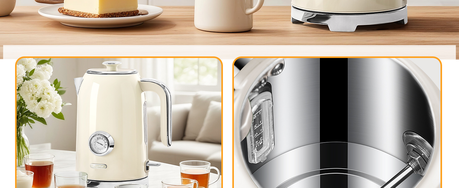 Набір чайник та тостер Retro Green 1.7L 2200W з індикатором температури, нержавіюча сталь