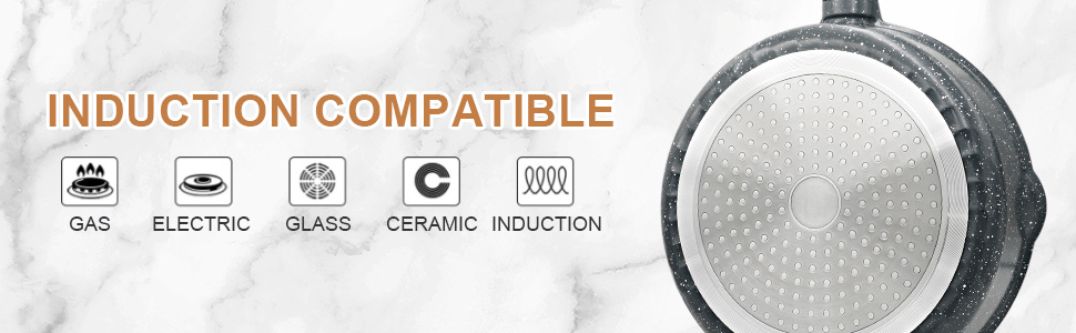 Сковорода з кришкою 28 см, антипригарне покриття, знімна ручка, підходить для всіх типів плит