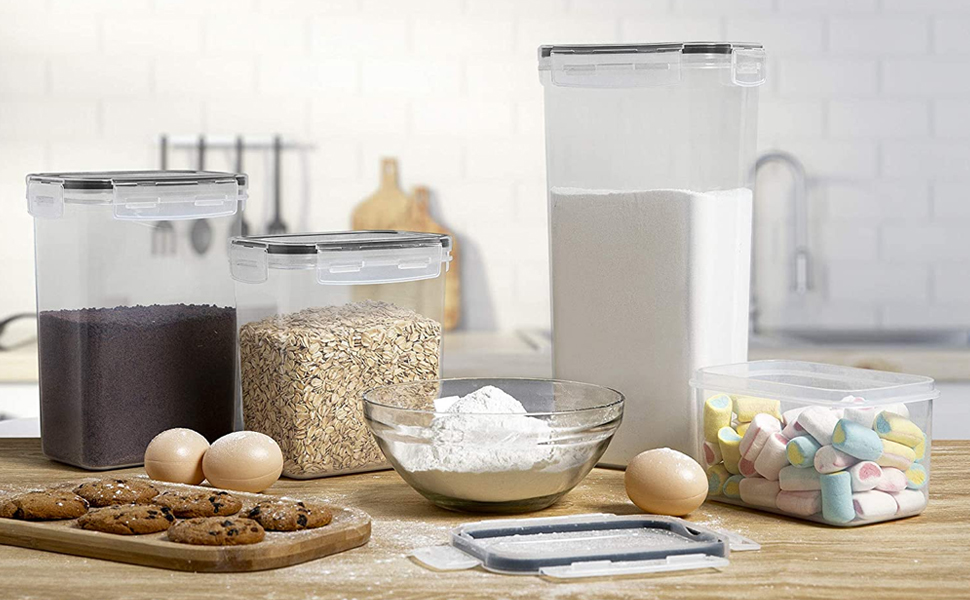 Набір контейнерів для зберігання Withosent 20 шт. з герметичними кришками, 2.8L, 2L, 1.4L, 0.8L, 0.52L - для кухні, круп, мюслі, борошна