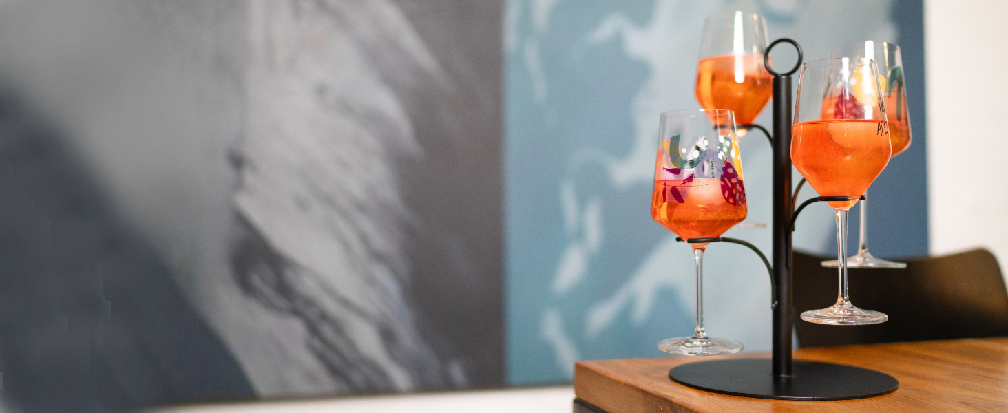 Стійка для коктейлів SpritzUpYourLife: 8 келихів, Aperol, Sarti Rosa, вечірка, подарунок (золото)