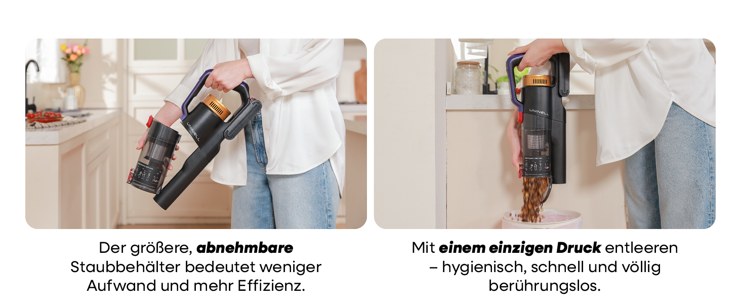 Бездротовий акумуляторний пилосос UNINELL HOME 48000Pa/550W з LED-дисплеєм та антизаплутана насадка. Підходить для килима, твердого покриття та шерсті тварин. Колір: фіолетовий