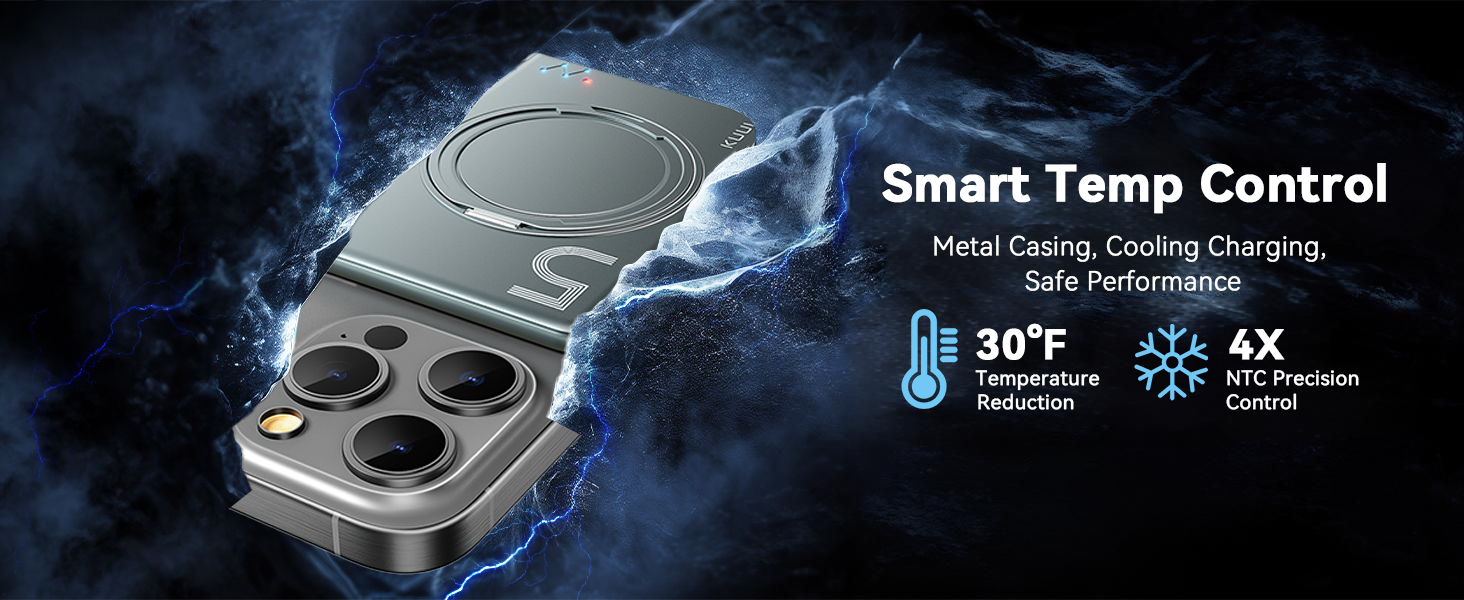 Power Bank Kuulaa MagSafe 5000mAh з бездротовою зарядкою та USB-C, для iPhone 17/16/15/14/13/12, сірий колір