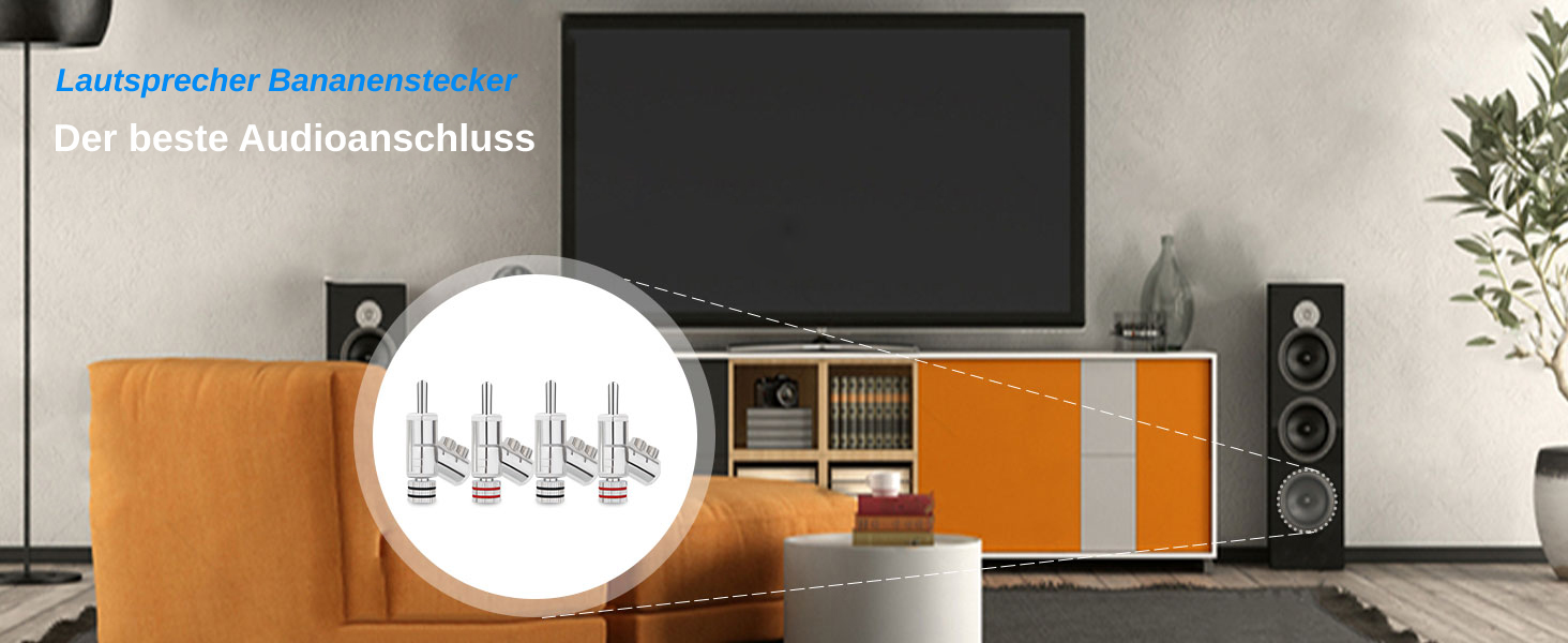 Комплект бананових роз'ємів Monosaudio BA1403, родієве покриття, закритий тип для акустичних кабелів та домашнього кінотеатру, 8 шт.