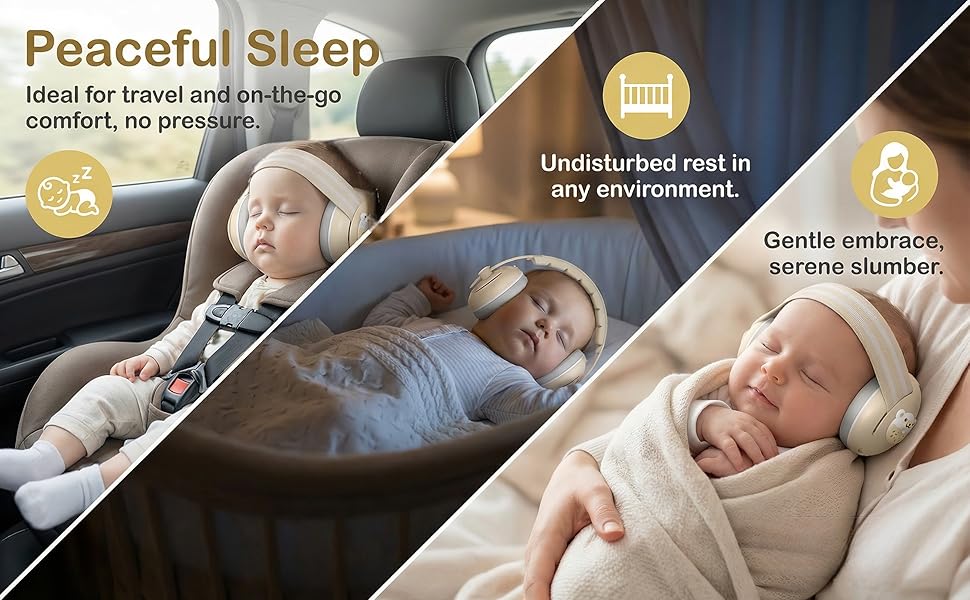 Навушники для захисту вух дітей, 0-4 роки, 25dB – регульовані, з неслизьким обручем, для літака, свят та подорожей