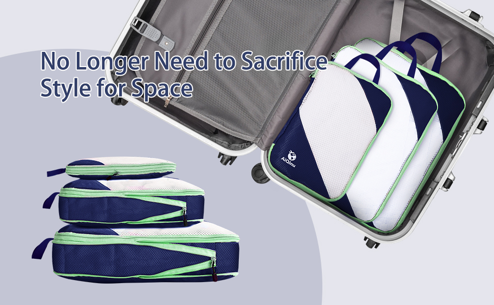 Набір органайзерів для валізи AiQInu: 5 шт. Кубики-компресори для подорожей, з мішком для білизни та взуття, ультралегкі, розширювані