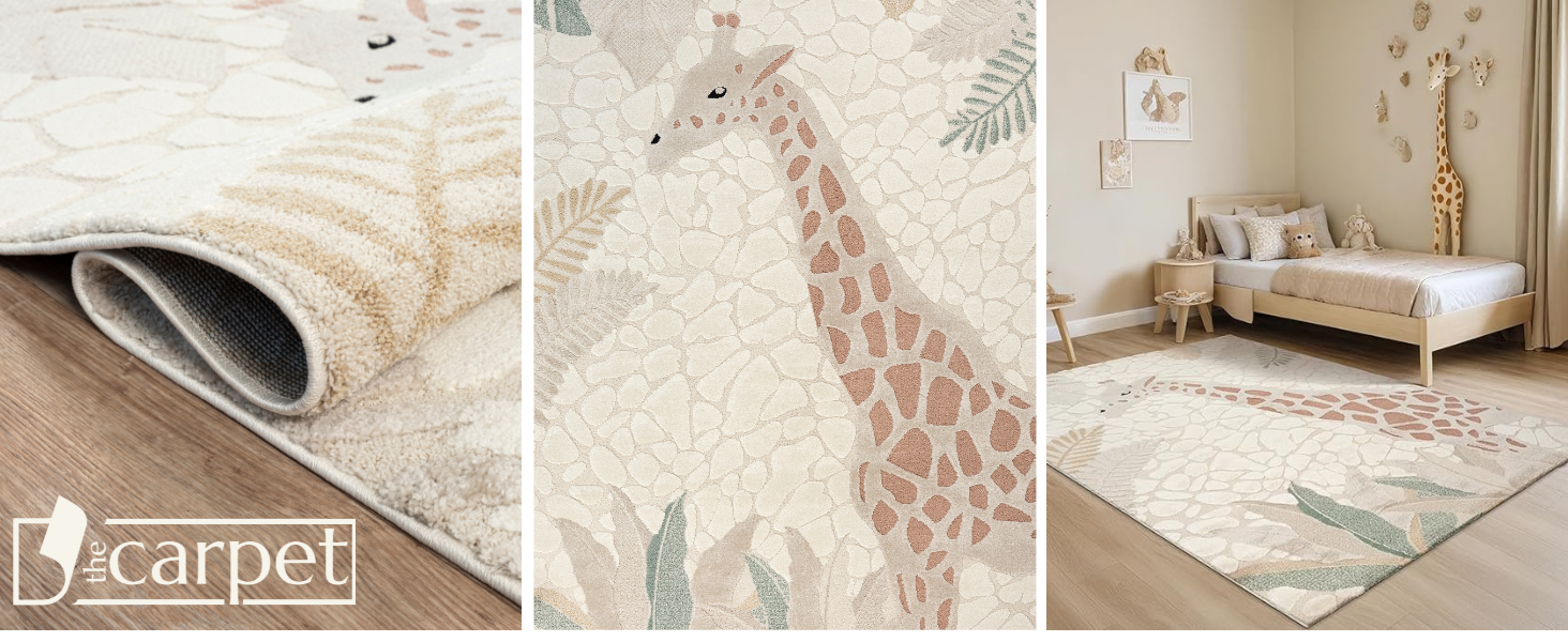 Дитячий килим Jungle Kids 3D Жираф 140x200 см, м'який, зносостійкий, для дитячої кімнати