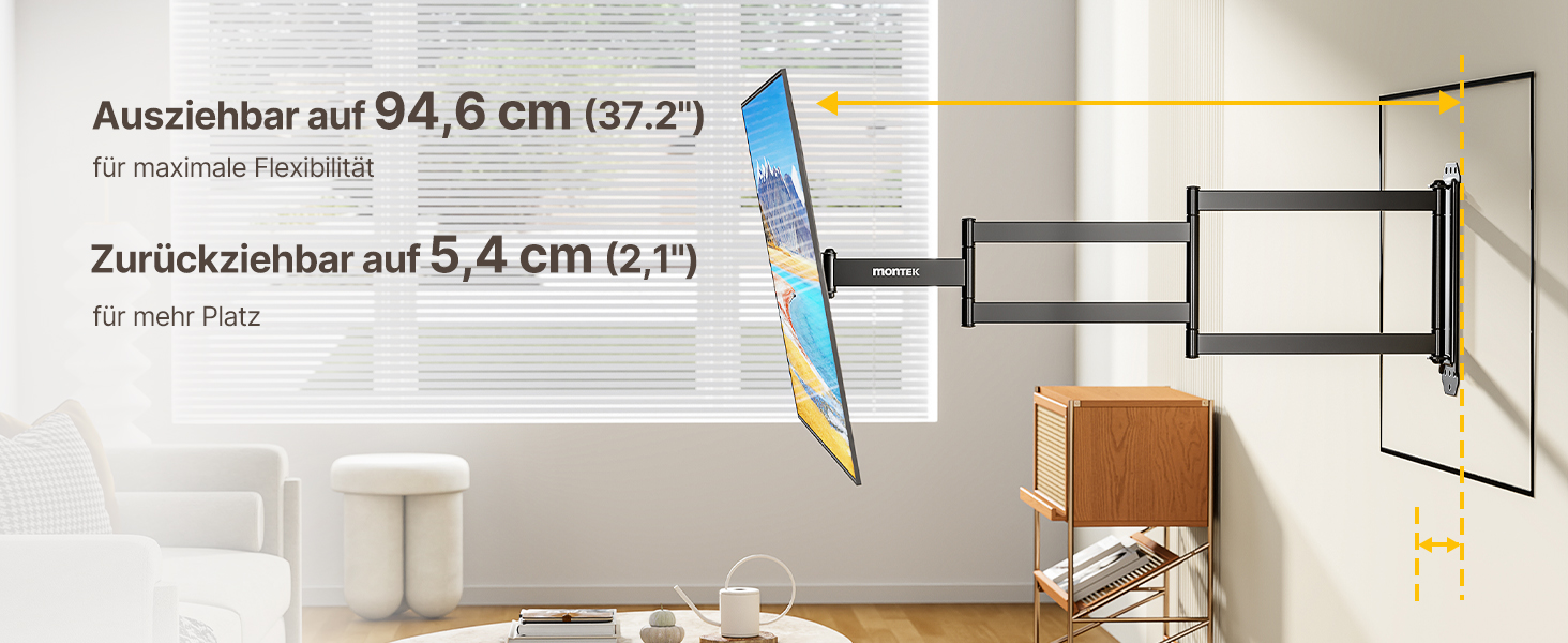 Кріплення для телевізора monTEK Lang Arm 946mm для 23-65 дюймів, висувне, поворотне, нахилене, max. VESA 400x400 mm, до 35 кг