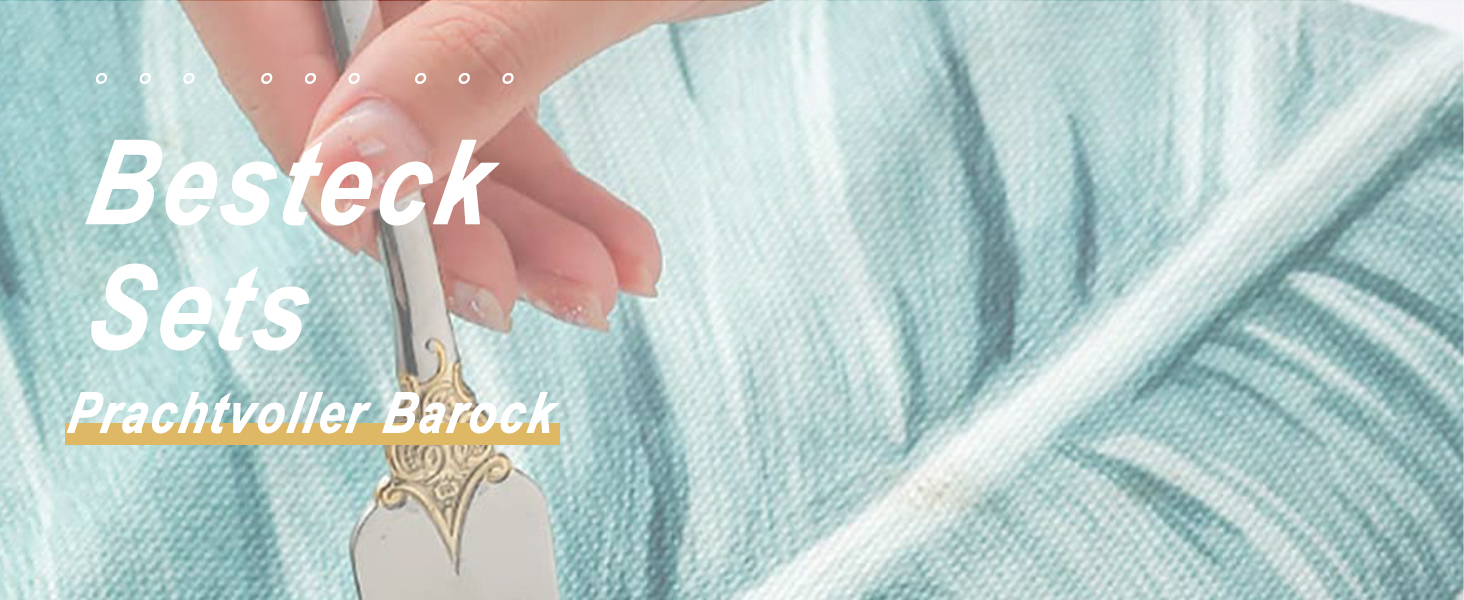 Набір столових приборів Prächtiges Barock 20 предметів з нержавіючої сталі 18/10 (золото-срібло) в подарунковій коробці - виделки, ложки, ножі