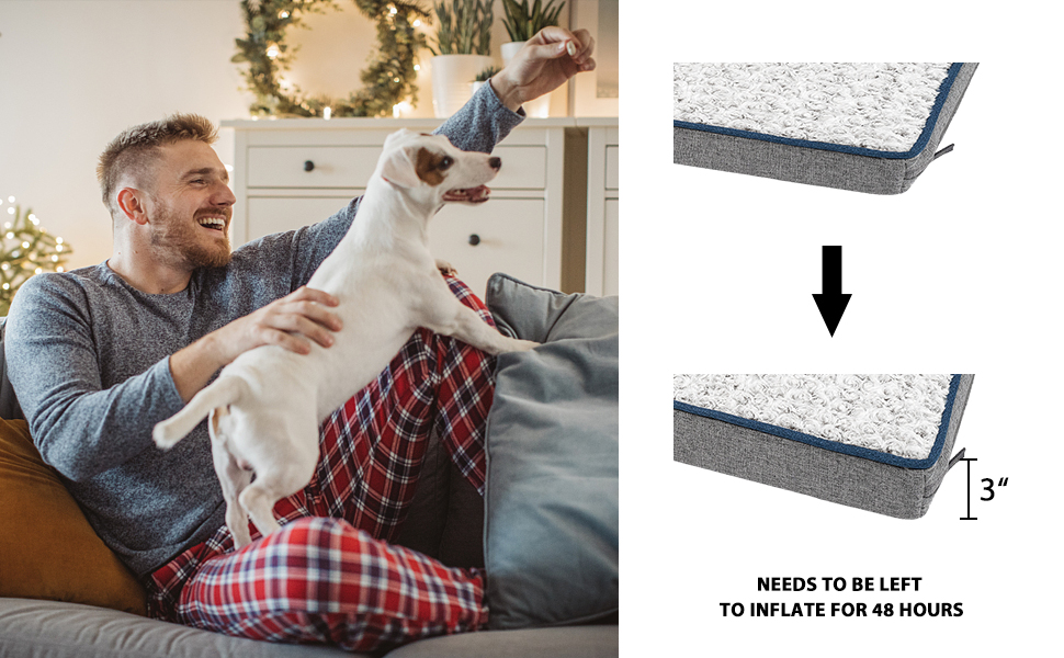 Килимок для собак середнього розміру EMPSIGN, 76x50x8 см, сірий, знімний чохол, водонепроникний, з підтримуючого пінополіуретану