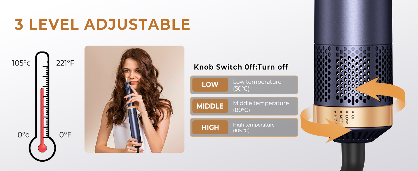 Airstyler Rundbürstenföhn 6 в 1: Набір для укладки волосся, фен-щітка, плойка, 1000W, 3 температурні режими