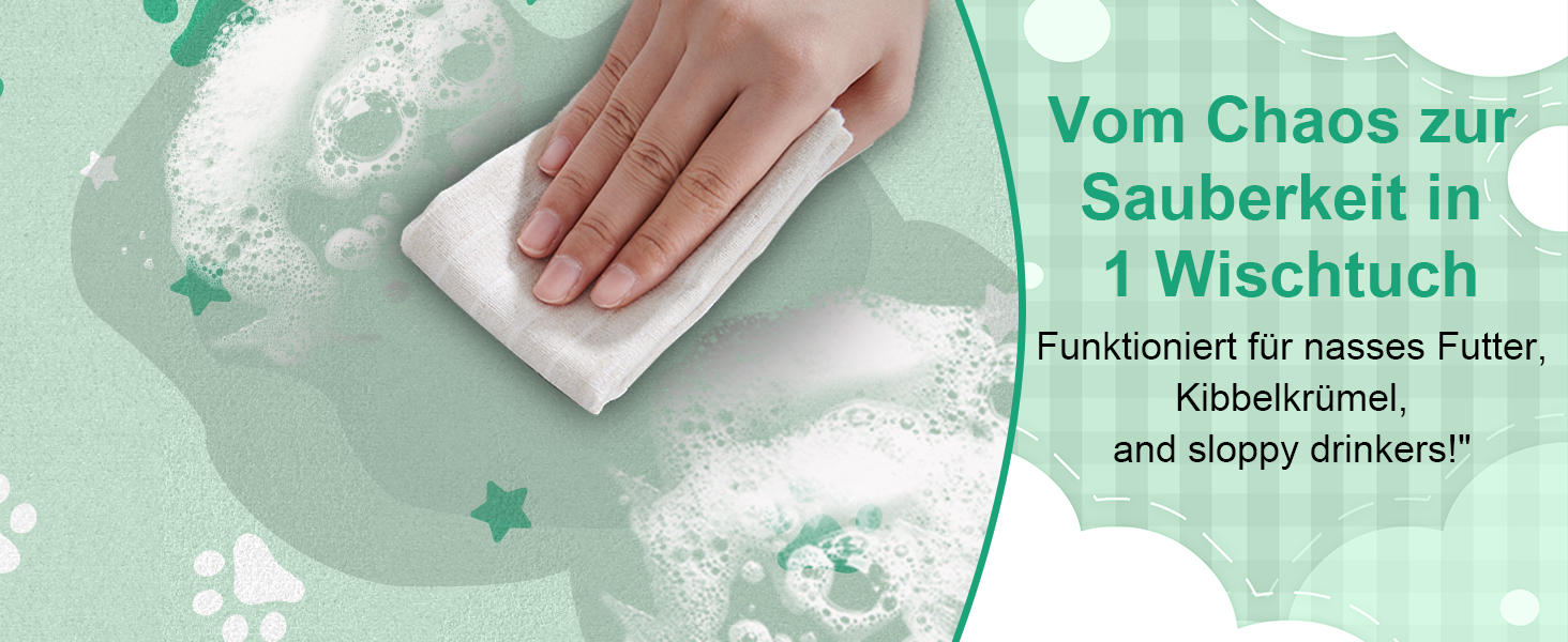 Килимок під годівницю для собак BLESWIN, 30x50 см, водопоглинаючий, антиковзний, для цуценят, зелений зірка