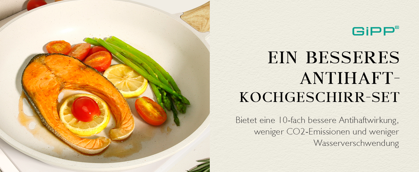 Набір каструль та сковорідок GiPP Ceramic Antihaft 22 частини – керамічне антипригарне покриття, безпечне, для посудомийної машини, без PFAS, PTFE, PFOA, PFOS