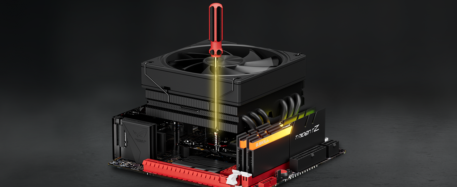 upHere Охолоджувач CPU H85KC6 (чорний): Низькопрофільний кулер з ARGB підсвічуванням для AMD AM4/AM5 та Intel 1700, 85мм висота, 6 heatpipes, 180W TDP