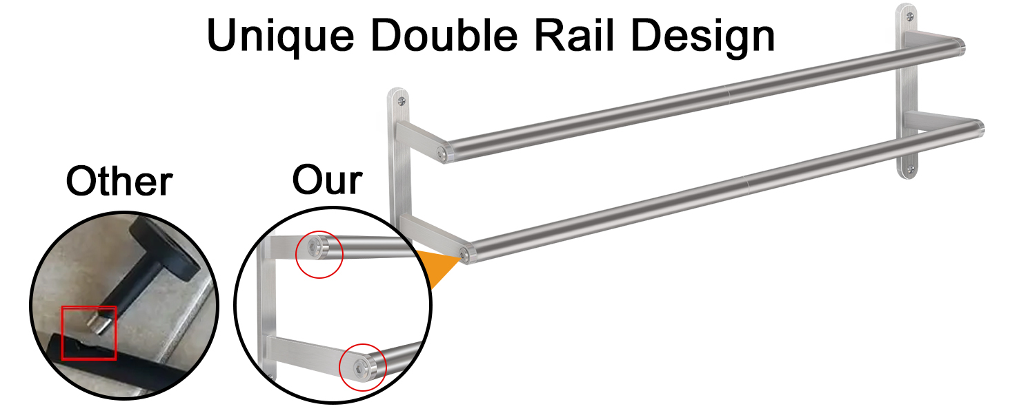 Тримач для рушників на стіну, 60 см, нержавіюча сталь, для ванної, спальні, кухні, щіткова нікель