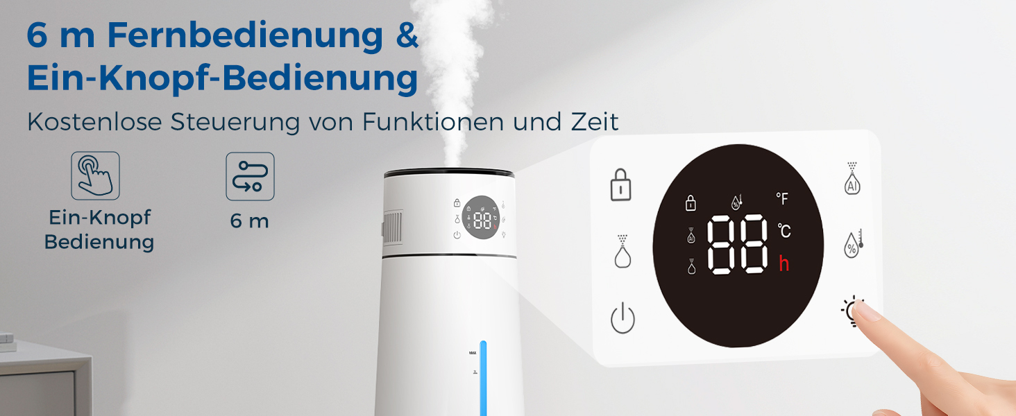 Зволожувач повітря для спальні, 4л, тихий ультразвуковий, з поворотною на 360° форсункою, пультом дистанційного керування, автоматичним вимкненням, 40 годин роботи, таймером, для дитячої кімнати, офісу, рослин