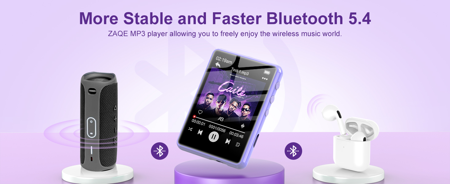 MP3 плеєр ZAQE 128GB Bluetooth 5.3 з сенсорним екраном 2.4