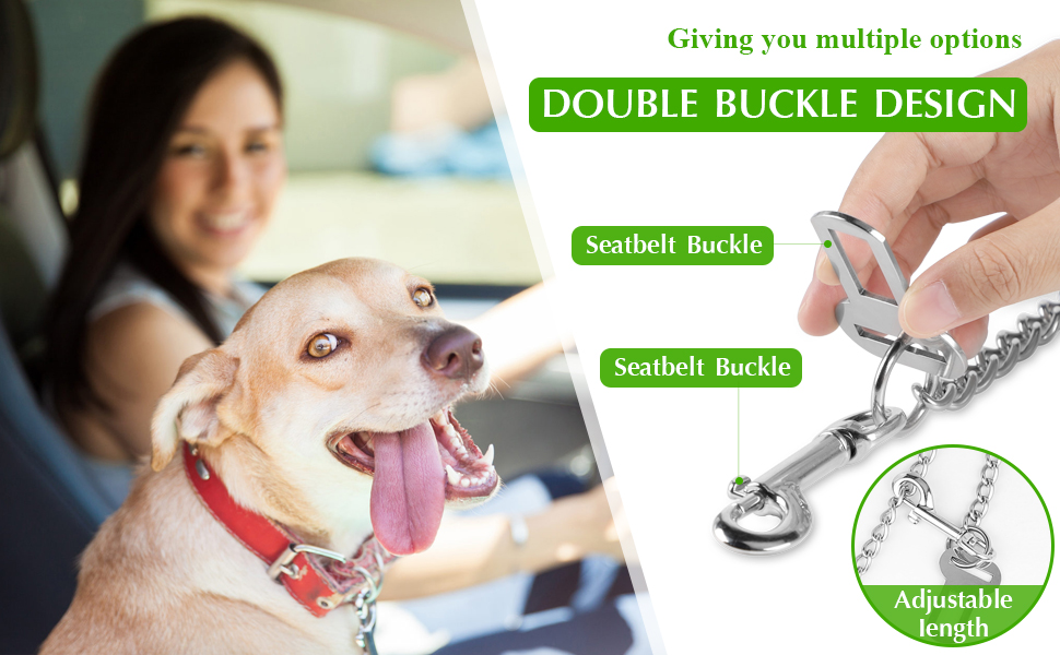 Нашийник для собак з ланцюгом, 53 см, автомобільний ремінь безпеки для собак, нержавіюча сталь 304, нашийник для собак, безпечний для маленьких/великих собак, котів