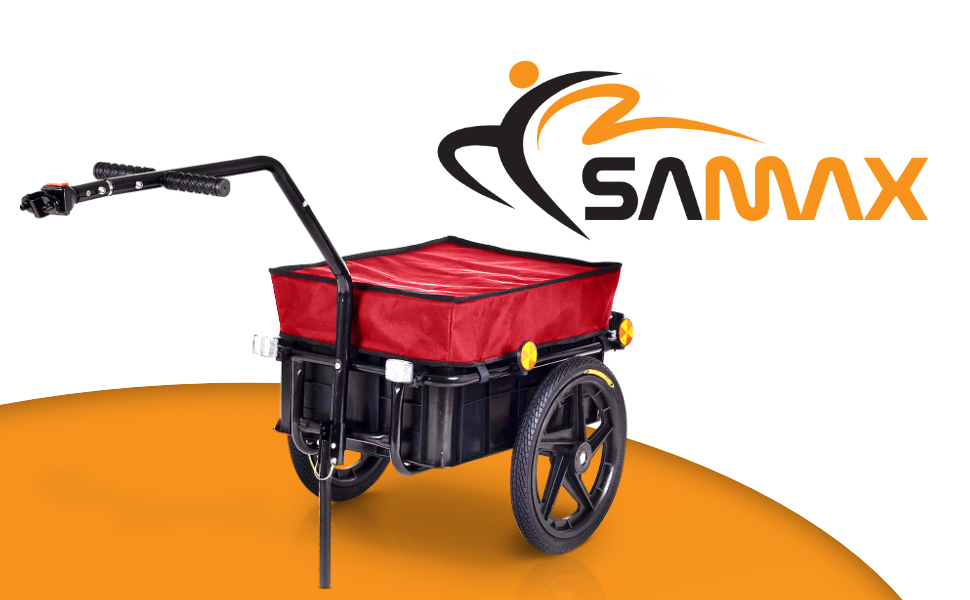 Причіп для велосипеда SAMAX 70 літрів / 60 кг, вантажний, з кріпленням, чорний (70л / 60кг)