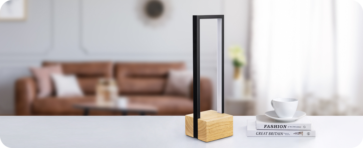 LED настільна лампа EDISHINE з дерева, торкання, димування, пам'ять, 3 кольори, 350 люмен, для вітальні, офісу, подарунок, сучасний стиль