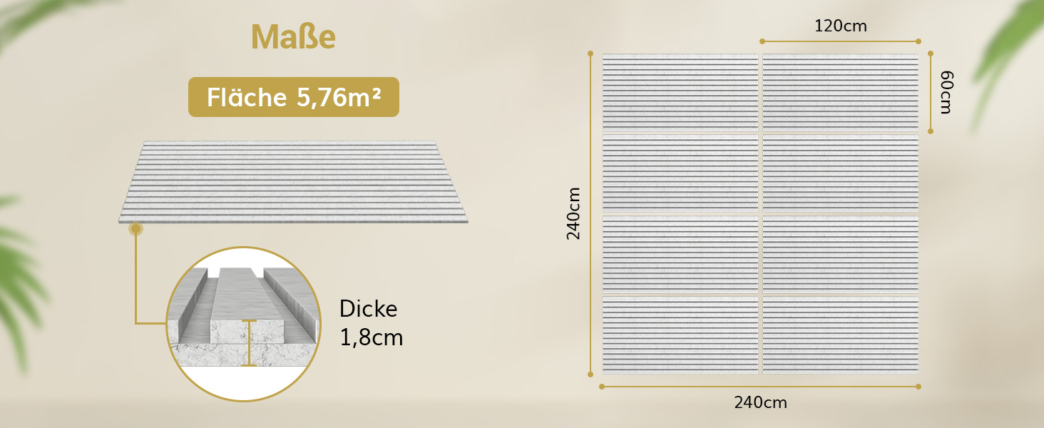 Акустичні панелі TONOR самоклеючі для звукоізоляції 120x60x1.9 см, шумопоглинаючі панелі для студії, офісу та дому, сірі (8 шт)