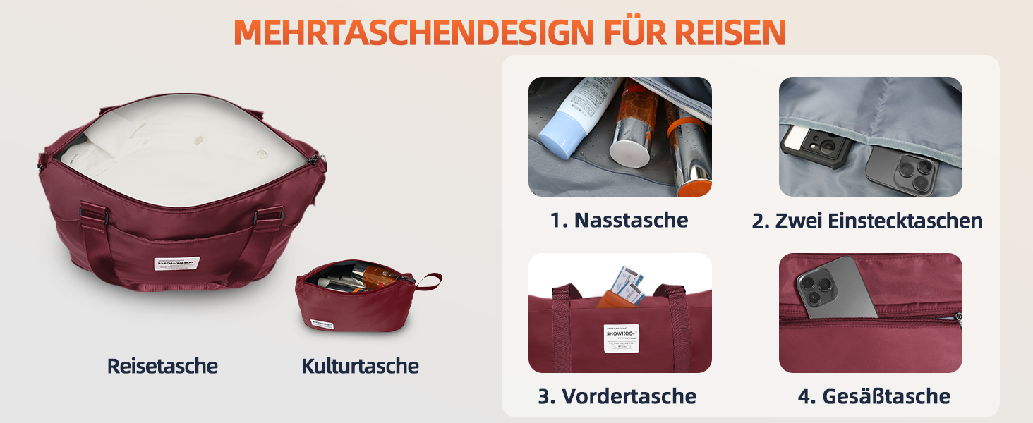 Чемодан SHOWKOO з жорстким корпусом, XL, червоний (Set): розширюваний, з TSA-замком, 4 колеса, з набором аксесуарів (сумка для подорожей, туалетна сумка)