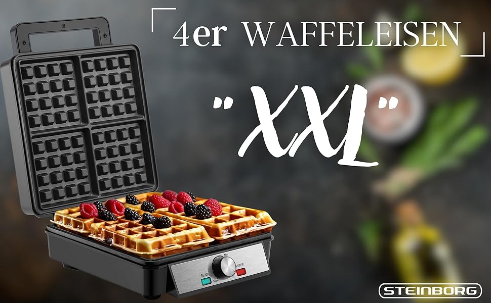 Електричний вафельниця XXL з 4 голівками, 1200 Вт | Вафельниця, Paninigrill, тостер для вафель, електрогриль | Вафельниця XXL