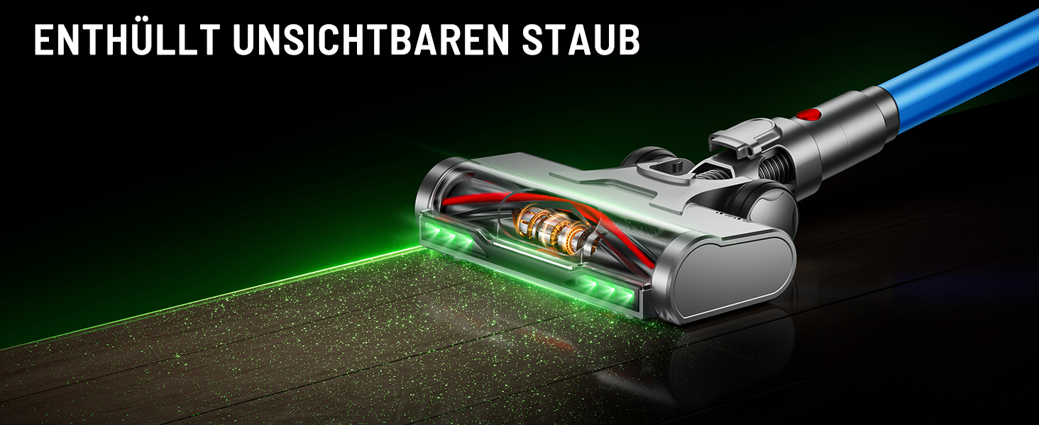 Бездротовий акумуляторний пилосос 600W з потужністю всмоктування 50KPA, 70 хвилин роботи, великий пилозбірник 1,8L, антизаплутана щітка, 8-рівнева фільтрація, підходить для твердих поверхонь, килимів та шерсті тварин, колір - блакитний