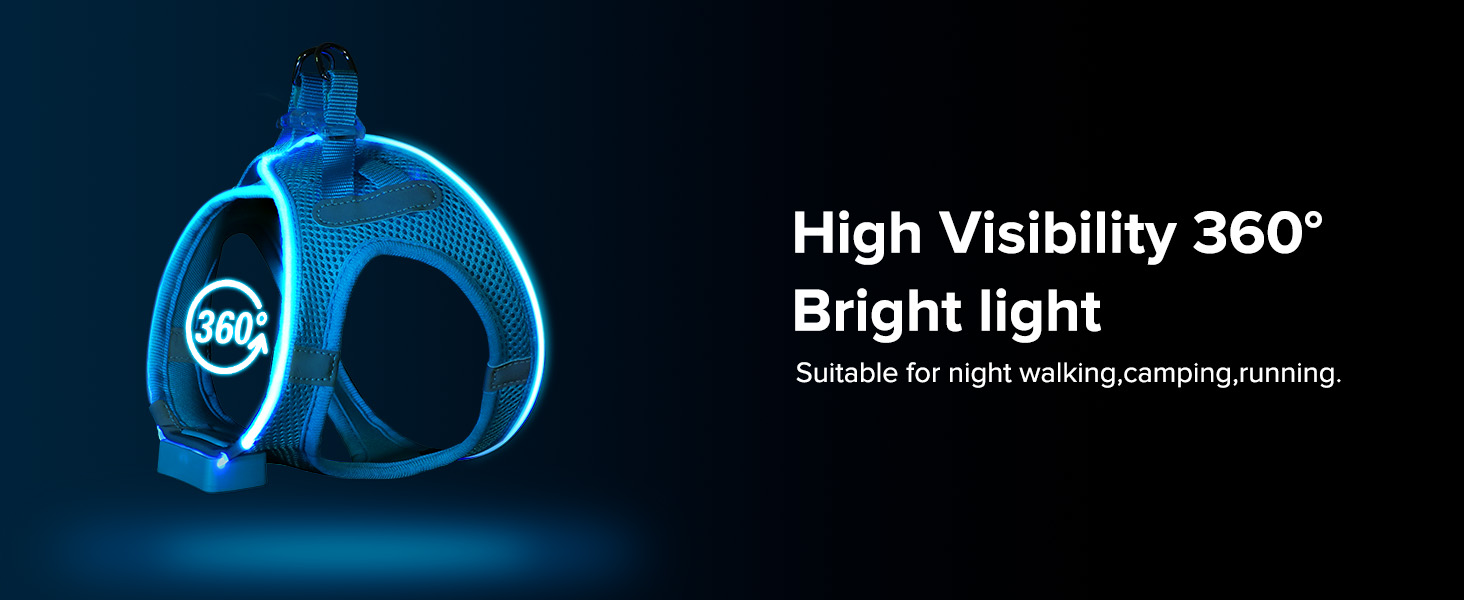 Світлодіодне шлейка для собак з підзарядкою - світлотехнічна шлейка, світловідбиваюча для цуценят, маленьких та середніх собак, нагрудна шлейка, дихаюча шлейка (Синій, Small) Синій Small