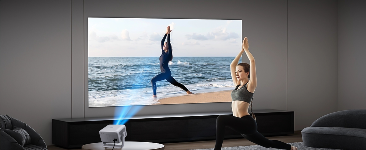 Beamer 4K з автофокусом та автотрапецеїдною корекцією: проєктор WiFi6 Bluetooth5.2, 360° обертання, FHD 1080P, для домашнього кінотеатру, з голосовим керуванням, для підключення телефону, підтримка Screen Mirroring